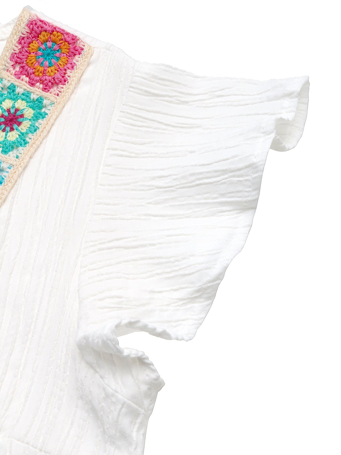 Crochet Trim V-Neck Blouse