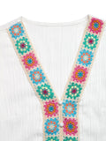 Crochet Trim V-Neck Blouse
