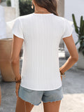 Crochet Trim V-Neck Blouse