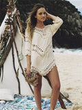 Crochet Trim V-Neck Cover Up Apricot / One Size