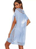 Crochet Trim V-Neck Cover-Up Dress
