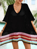 Crochet V-Neck Cover-Up Dress Black / One Size