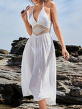 Crochet Waist Halter Sleeveless Cover-Up Dress