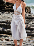 Crochet Waist Halter Sleeveless Cover-Up Dress