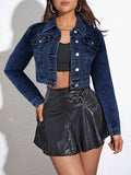 Cropped Button Up Denim Jacket