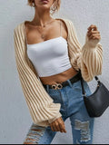 Cropped Ribbed Knit Cardigan