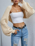 Cropped Ribbed Knit Cardigan