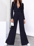 Cropped Top and Wide Leg Pants Set Dark Navy / S