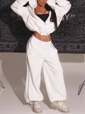 Cropped Zip-Up Hoodie and Wide-Leg Sweatpants Lounge Set