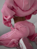 Cropped Zip-Up Hoodie and Wide-Leg Sweatpants Lounge Set