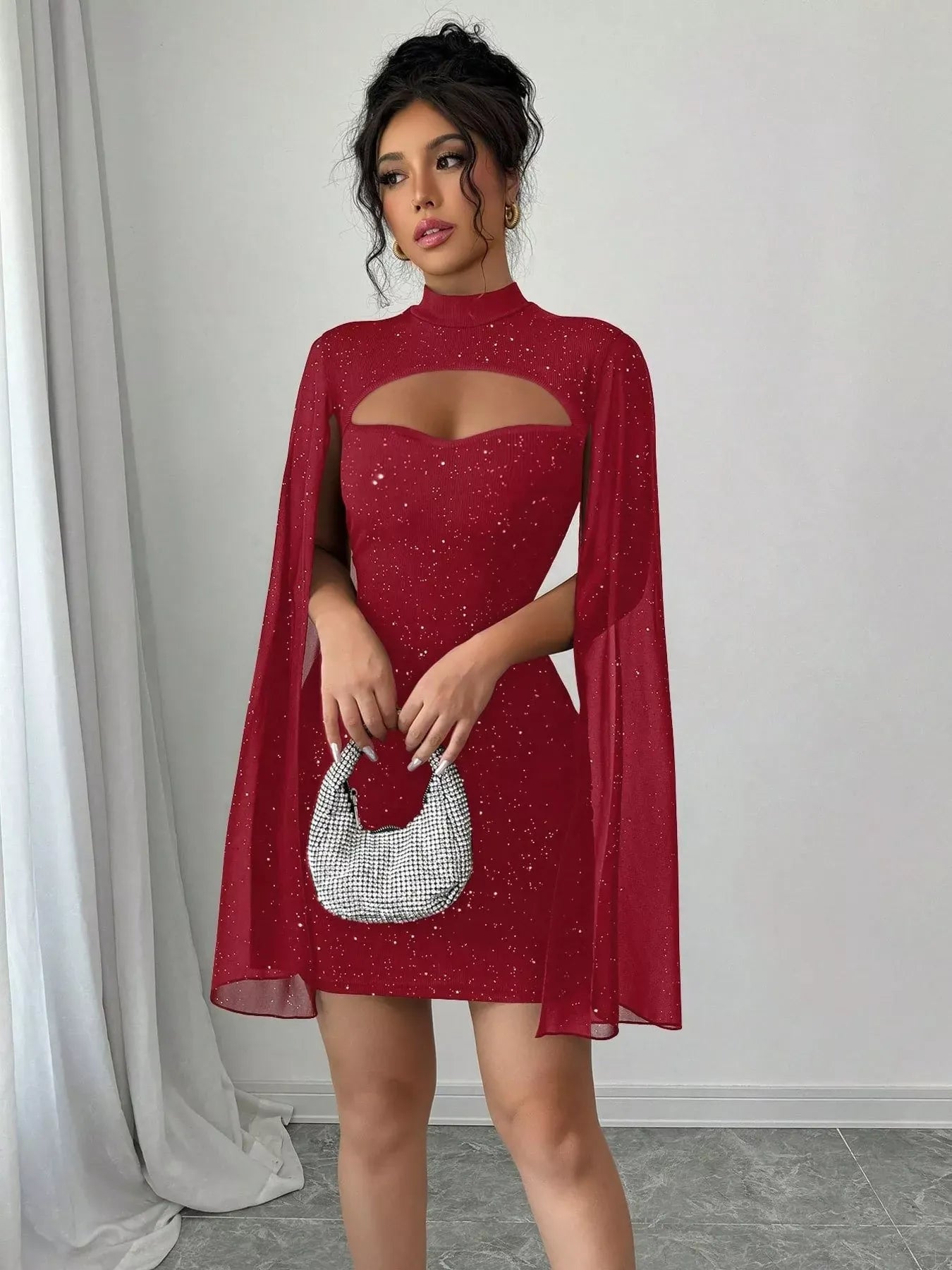 Cutout Bodycon Mini Dress Red / S