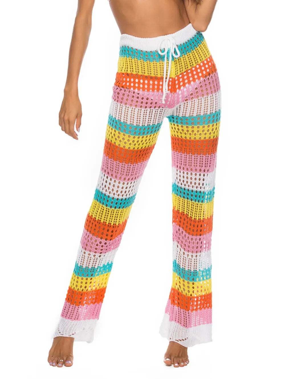 Cutout Contrast High Waist Swim Pants Multicolor / S