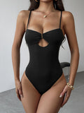 Cutout Detail Sweetheart Neck Bodysuit