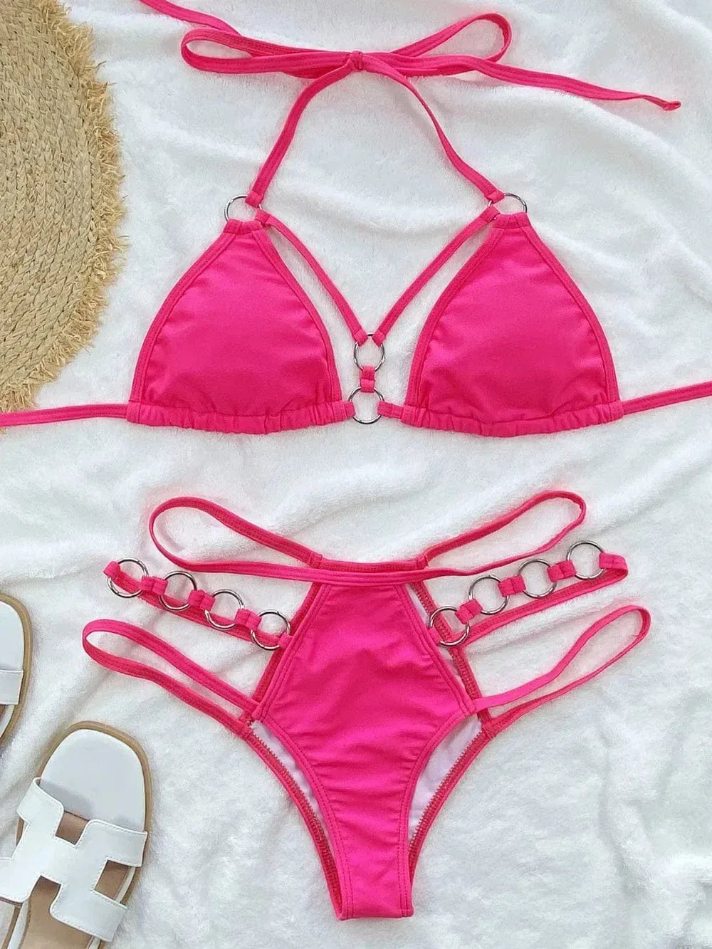 Cutout Halter Bikini Set
