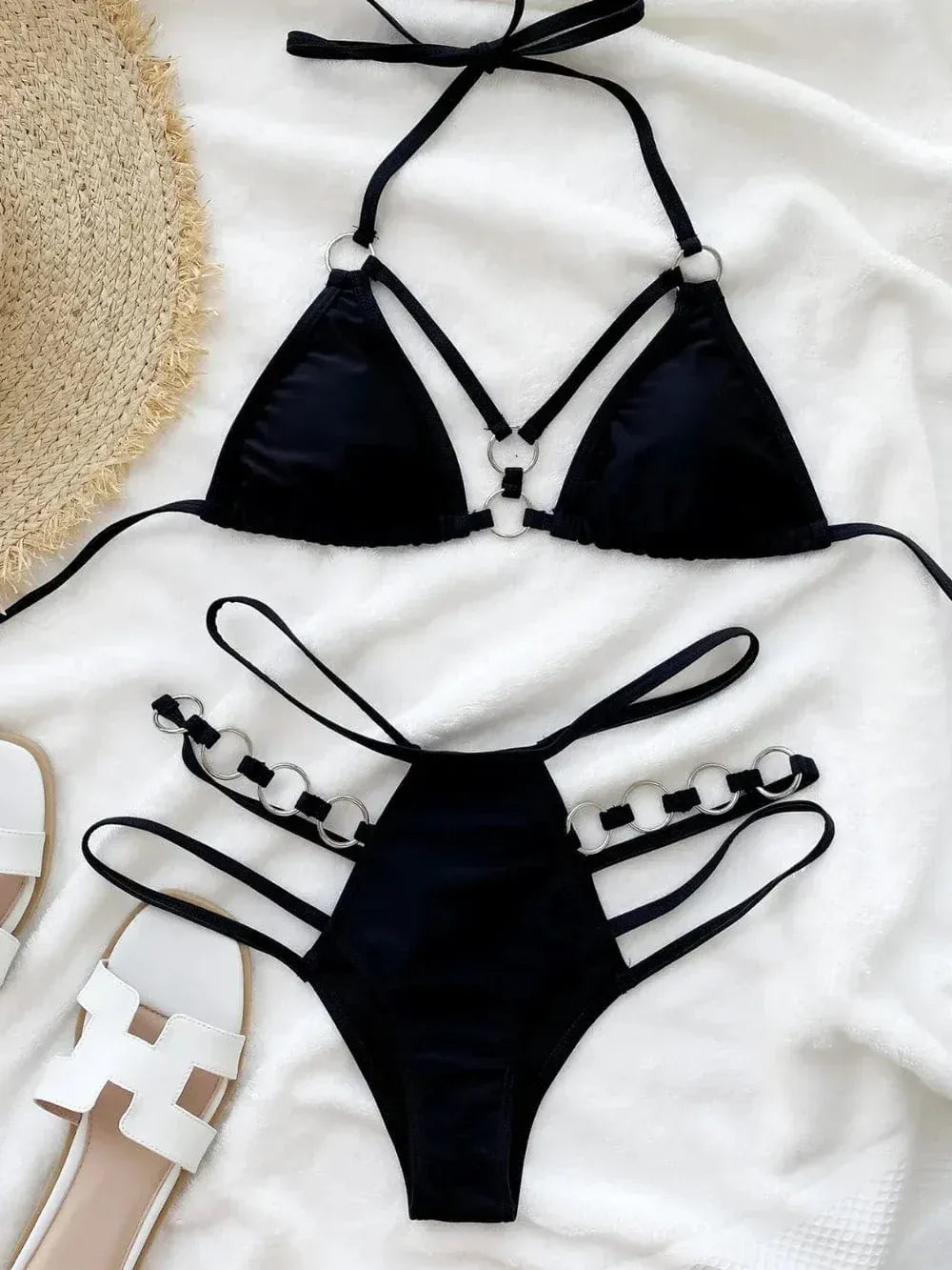 Cutout Halter Bikini Set