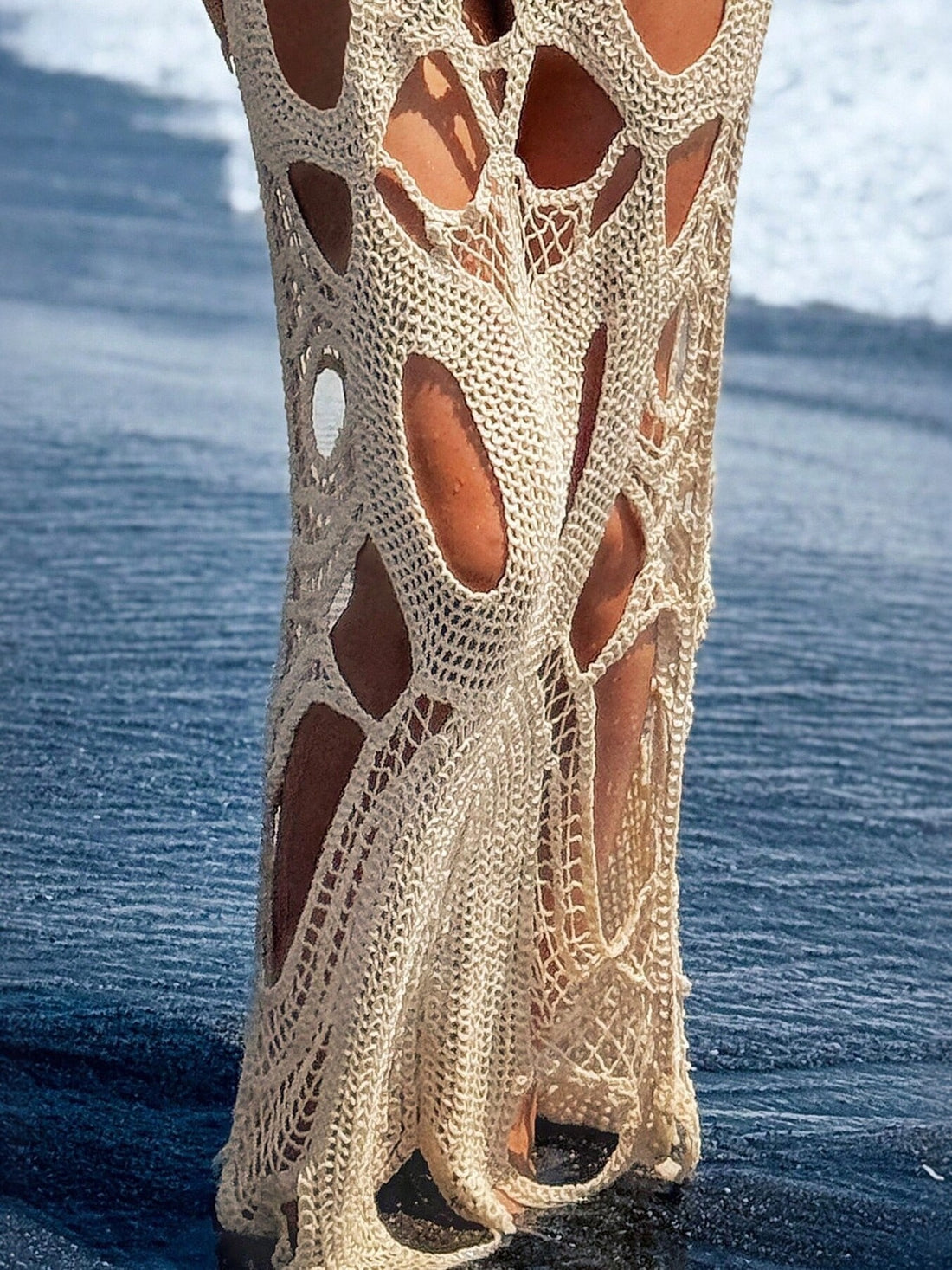 Cutout Halter Neck Cover-Up Dress Apricot / One Size