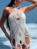 Cutout Halter Neck Cover-Up Dress Gray/white / One Size