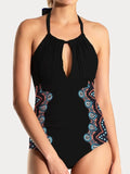 Cutout Halter Neck One Piece Swimsuit Black / S / Female