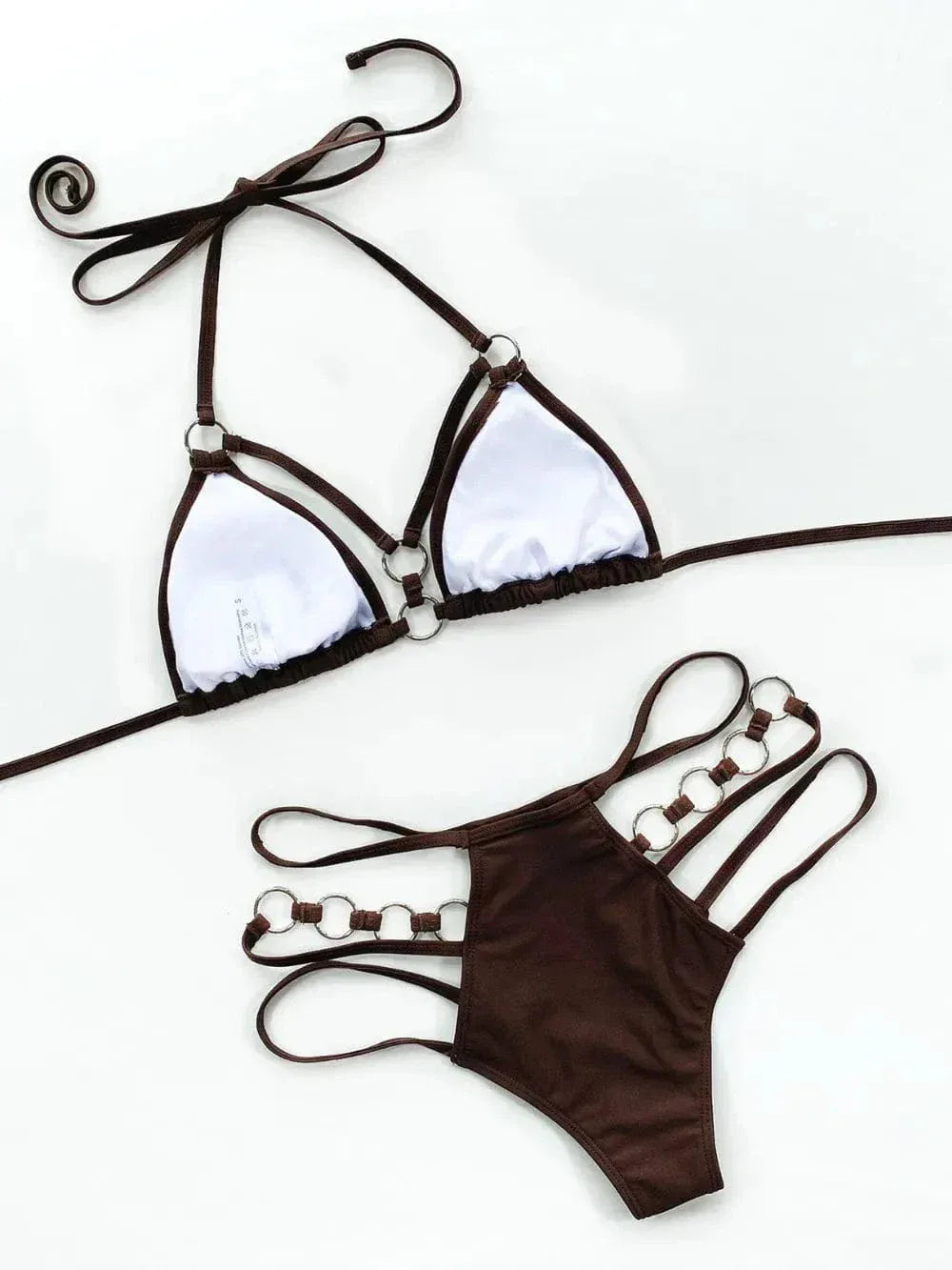 Cutout Halter Bikini Set Chocolate / S