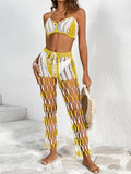 Cutout Halter Top & Pants Two-Piece Swim Set