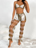 Cutout Halter Top & Pants Two-Piece Swim Set