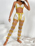 Cutout Halter Top & Pants Two-Piece Swim Set