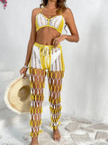 Cutout Halter Top & Pants Two-Piece Swim Set