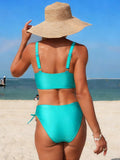 Palm Tree Cutout Lace-Up Swim Set