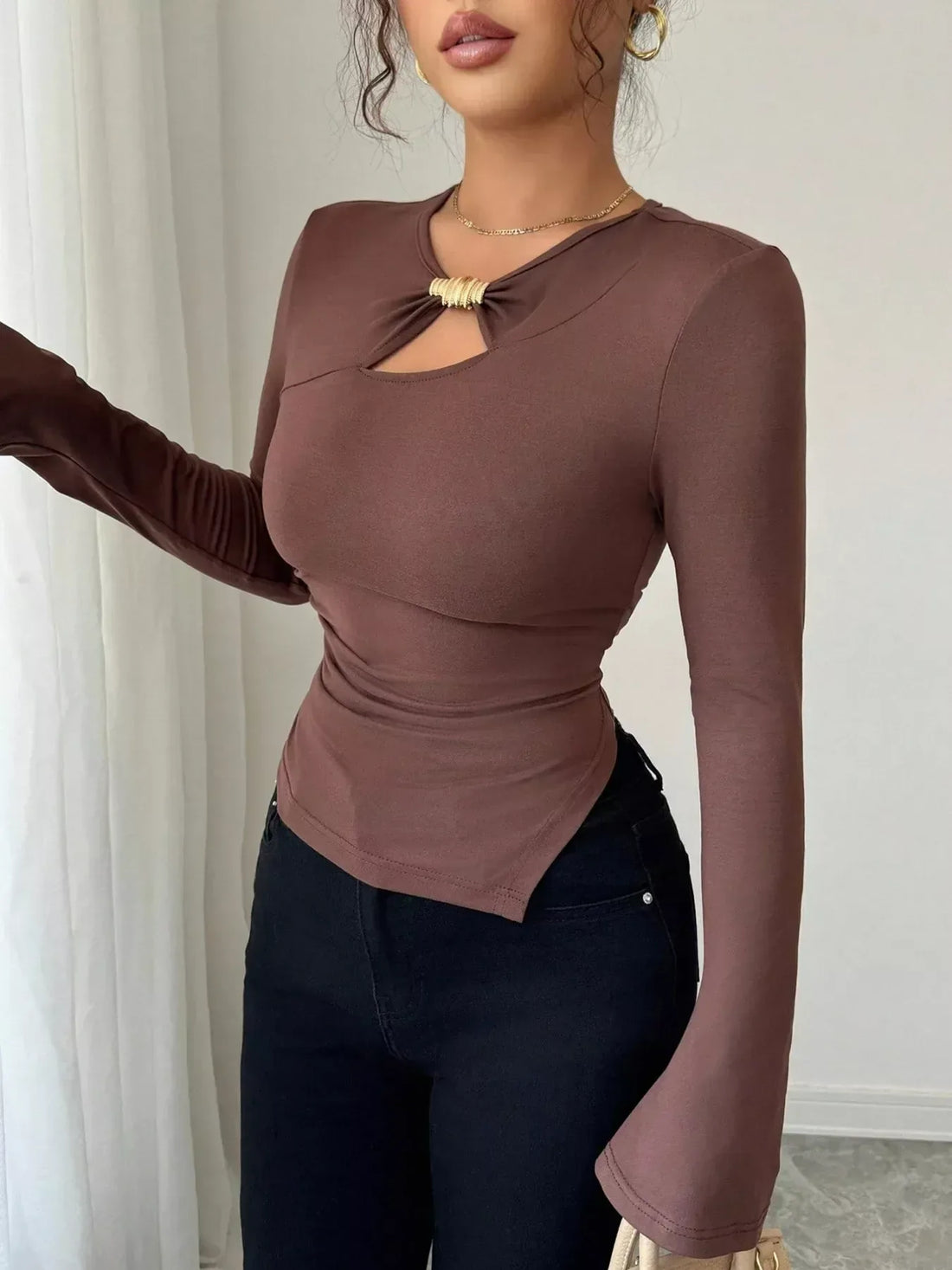 Cutout Long Sleeve Top