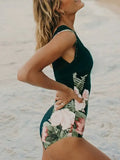 Cutout Printed One-Piece Swimsuit
