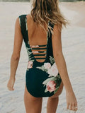 Cutout Printed One-Piece Swimsuit