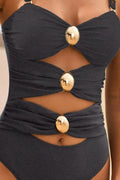 Cutout Ruched Sweetheart Neck One-Piece Swimwear