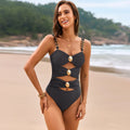 Cutout Ruched Sweetheart Neck One-Piece Swimwear Black / S
