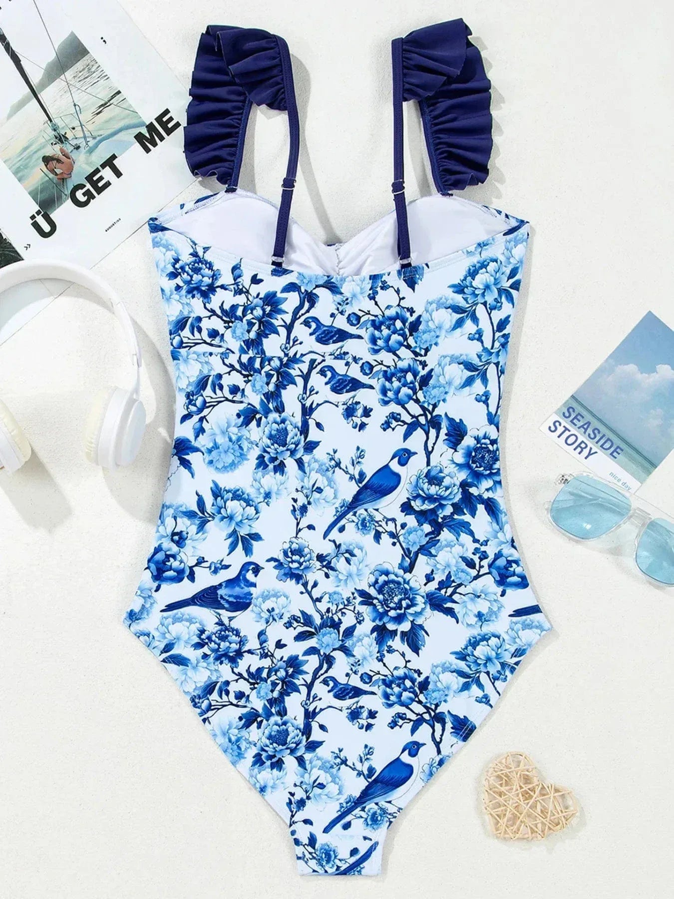 Ruffled Cutout One Piece Swimsuit