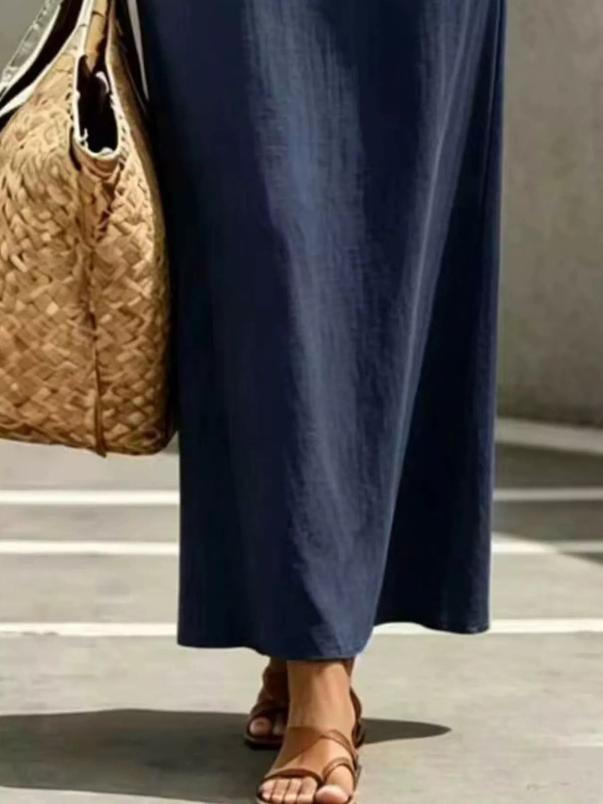 Decorative Button Balloon Sleeve Maxi Dress