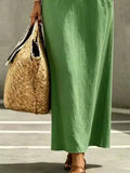 Decorative Button Balloon Sleeve Maxi Dress
