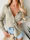 Denim Button Down Shirt Khaki / S