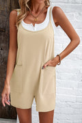 Devine Spaghetti Strap Romper with Pockets Khaki / S