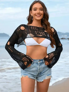 Haut de plage en tricot vieilli