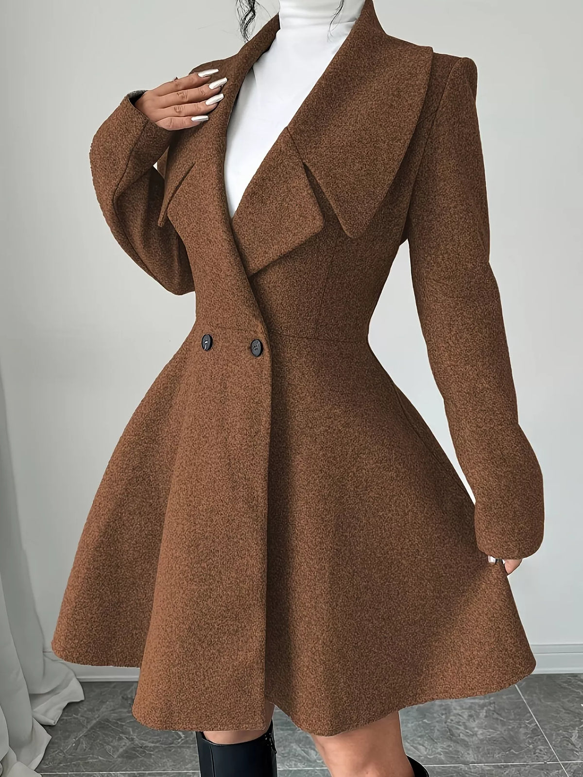 Double-Breasted Long Sleeve Outerwear