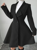 Double-Breasted Long Sleeve Outerwear Black / S