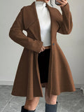 Double-Breasted Long Sleeve Outerwear Dark Brown / S
