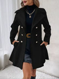 Double-Breasted Peplum Coat Black / S