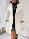 Double-Breasted Peplum Coat White / S