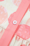 Double Polka Dot Printed Ruffle Trim Short Sleeve Babydoll Shirt