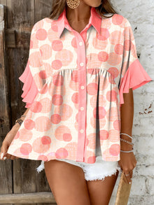 Polka Dot Ruffle Trim Babydoll Top