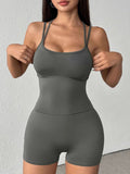 Double Spaghetti Strap Active Romper