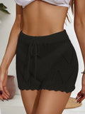 Drawstring Cutout Swim Shorts Black / S