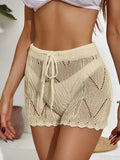 Drawstring Cutout Swim Shorts Khaki / S
