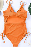 Drawstring Plunge One Piece Swimsuit